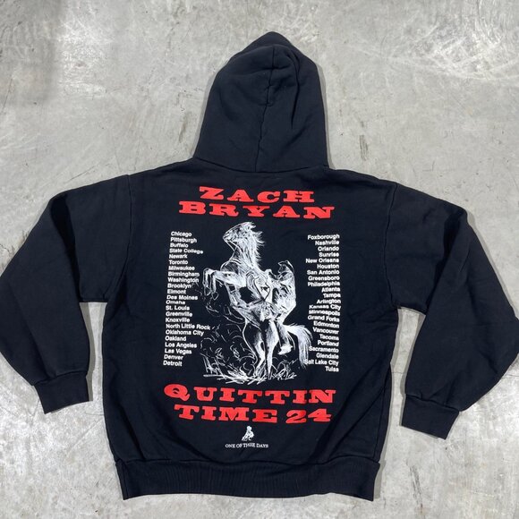 NEW ZACH BRYAN THE QUITTIN' TIME TOUR '24 HOODIE SZ L - Picture 1 of 4